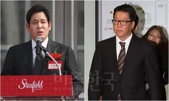 정용진 신세계그룹 부회장(왼쪽)과 정지선 현대백화점그룹 회장. 사진=연합뉴스, 비즈한국DB
