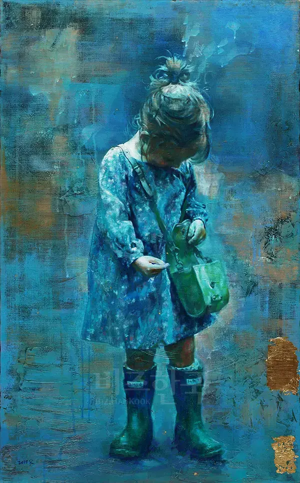 초록장화(2015), 116x72cm, oil on canvas.