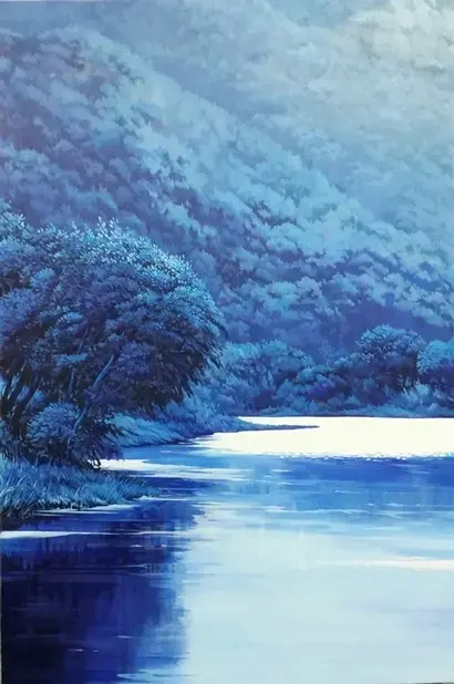 Into the Blue(2016), 91.0x60.6cm, acrylic on canvas.