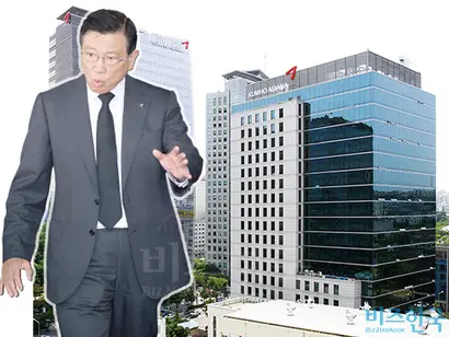 박삼구 금호아시아나그룹 회장(왼쪽)과 금호아시아나 건물 전경. 사진=비즈한국DB
