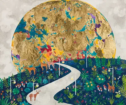 달: 37.9x45.5, 장지에 채색, 2013년.