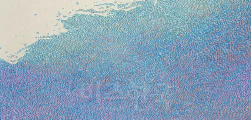 소리-파도: 194x112cm, 장지에 채색 후 커팅, 2012년.