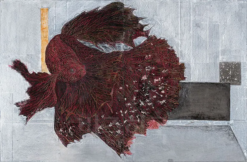 망아: 160x87cm, 스테인리스망, 아크릴, 석채, 먹, 2015년