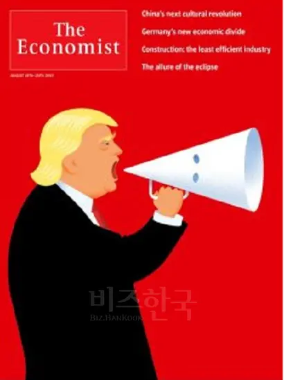 시사 주간지 이코노미스트의 표지. 트럼프와 백인인종차별주의자의 관계를 풍자했다.