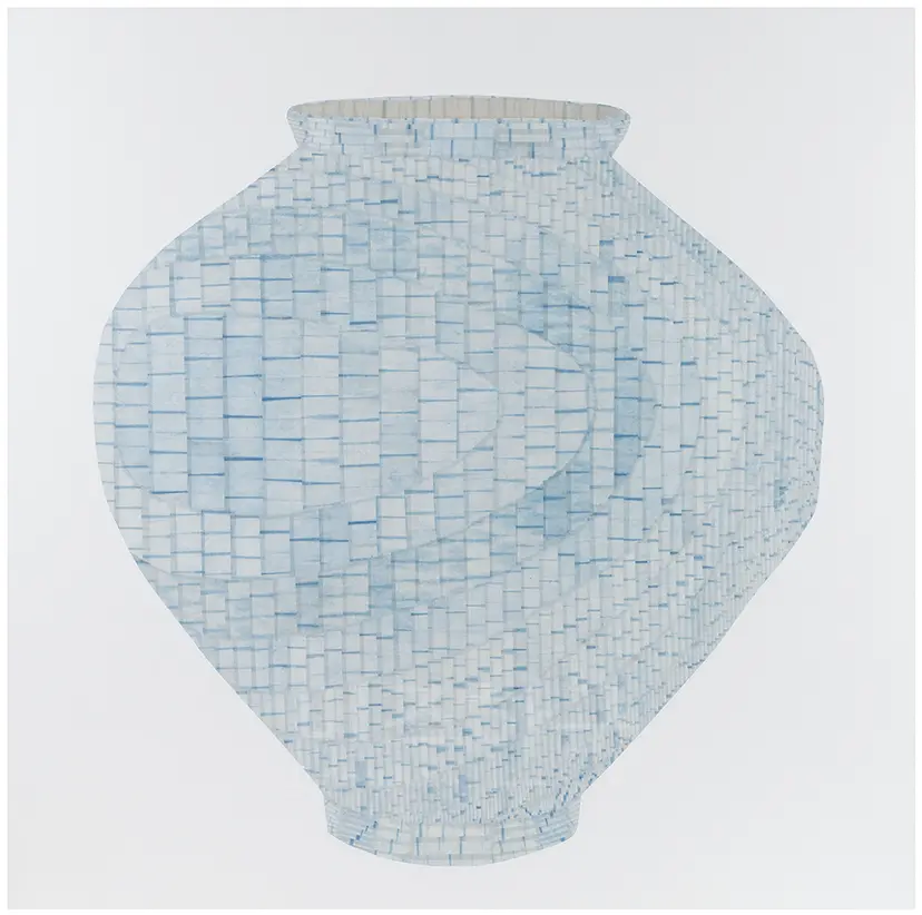 달을 담다 Ⅱ_145x145cm 한지에 천연염색, 백토 2014년
