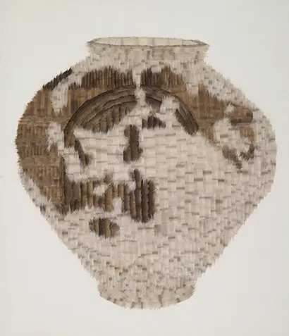 달의 기억2_45x53cm 순지에 천연염색, 백토 2015년