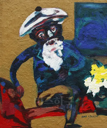 화가의 휴식: 38x45cm, oil on canvas, 2016년