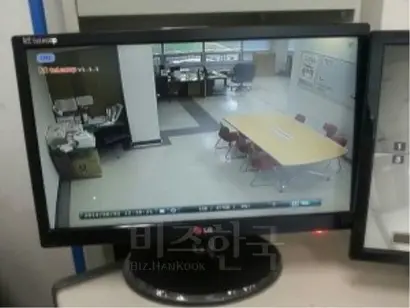 KT CFT 사무실 CCTV 모니터. 사진=KT CFT 철폐위원회 제공