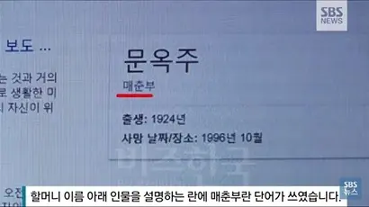 구글이 의도적으로 앱 메인페이지에 일베를 노출했다는 의혹을 제기하는 누리꾼들은 앞서 불거진 구글의 위안부 피해자 인물정보 논란을 근거로 들었다. 사진=SBS 뉴스 캡처
