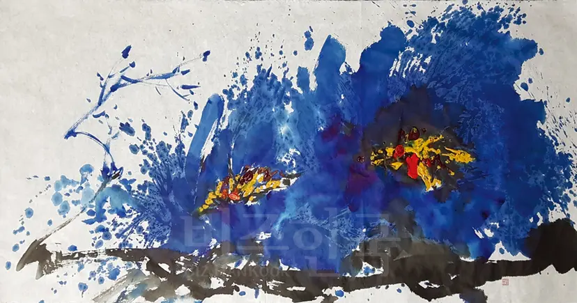최형주_열정: 138x75cm 한지에 수묵담채 2017.