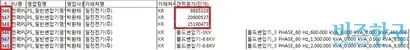 효성이 민간 업체에 납품한 몰드변압기 단가와 규격. 울진 1,2호기에 납품한 제품보다 사양이 높지만 단가는 더 낮았다.