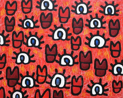 Like_red: 91x73cm Oilpastel on panel 2018