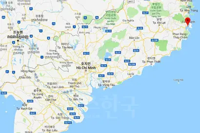 호치민항(옛 사이공항)과 캄란만(붉은 표시)의 위치. 사진=구글지도 캡처