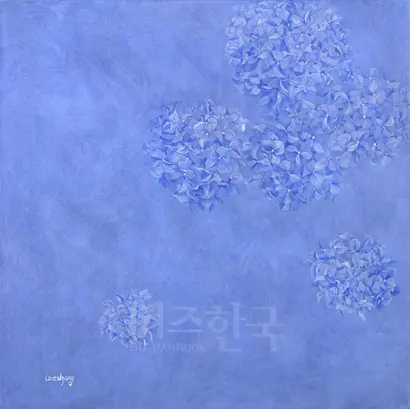 아름다움에 대한 단상-3: 75x75cm 분채 수정말 장지  2017