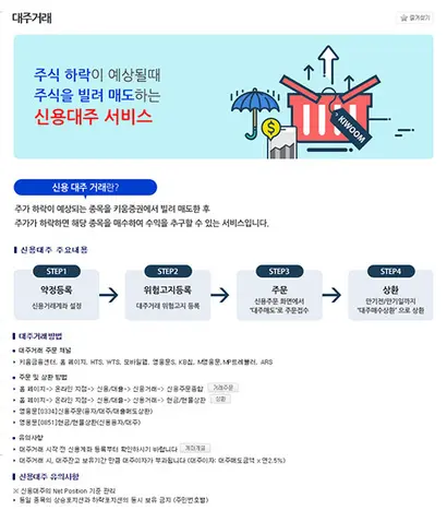 개인도 주식을 빌려 매도(공매도)할 수 있다. 사진=키움증권 홈페이지 캡처