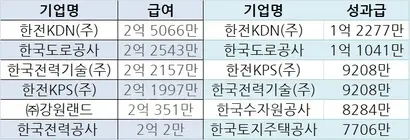 한전KDN​이 ​​지난해 공기업 가운데 기관장 급여와 성과급 모두 ​가장 높았다.
