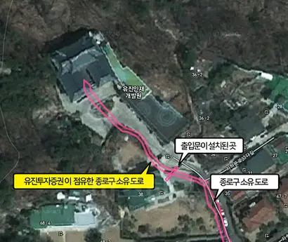 유진인재개발원 부지 안에 포함된 구유지의 면적이 약 185㎡(56평) 정도로 추정된다. 출처=다음(Daum) 지도