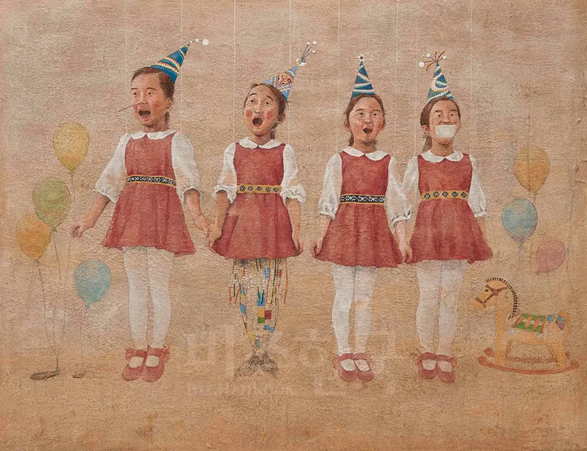 We Are The ONE: 160x124cm 패널에 마, 황토, 석채, 금박, 동박 2013