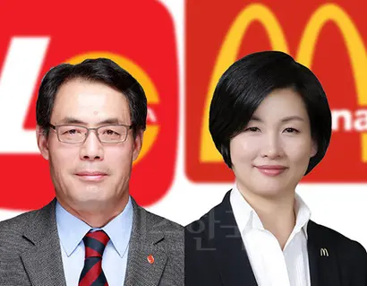 남익우 롯데지알에스 대표(왼쪽)와 조주연 한국맥도날드 대표. 사진=롯데지알에스·한국맥도날드