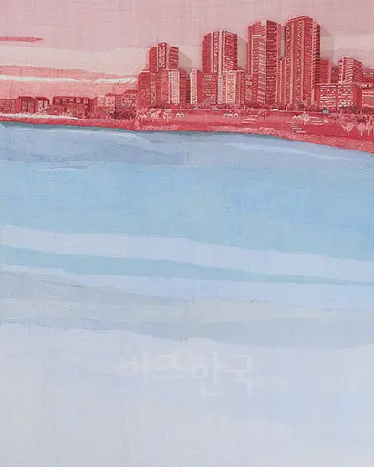 빛나는 공백 130cm×160cm 한지에 모시 콜라주 2017