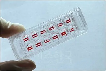 큐리오칩스가 개발한 인체장기칩은 인체의 혈관과 특정 장기 조직을 칩에 배양해 혈관을 통한 약물 반응을 평가하는 기술이다. 사진=큐리오칩스 제공