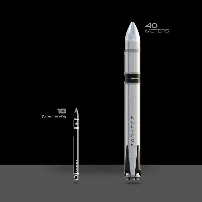 일렉트론 로켓과 뉴트론 로켓(오른쪽)의 크기를 비교한 그림. 이미지=Rocket Lab