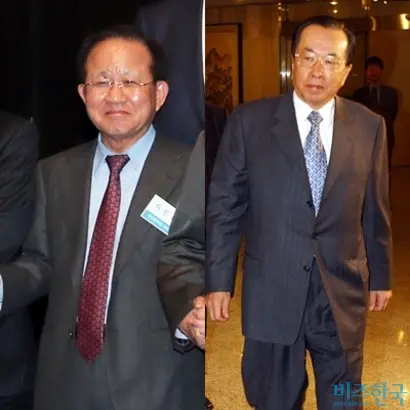 허진규 일진그룹 회장(왼쪽)과 김재철 동원그룹 회장. 사진=연합뉴스·비즈한국DB
