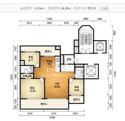 잠실 트리지움 110㎡A​ 평면도. 사진=네이버부동산