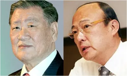현대자동차와 한화그룹은 재계 순위 10위권 회사 가운데 유이하게 방위산업 계열사를 가지고 있다. 사진은 정몽구 현대차 회장(왼쪽)과 김승연 한화 회장. 사진=현대차, 한화 제공