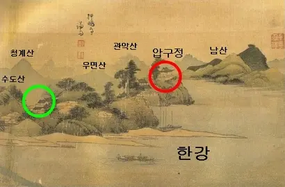 겸재 정선의 ‘압구정도’. 사진=간송미술관 소장