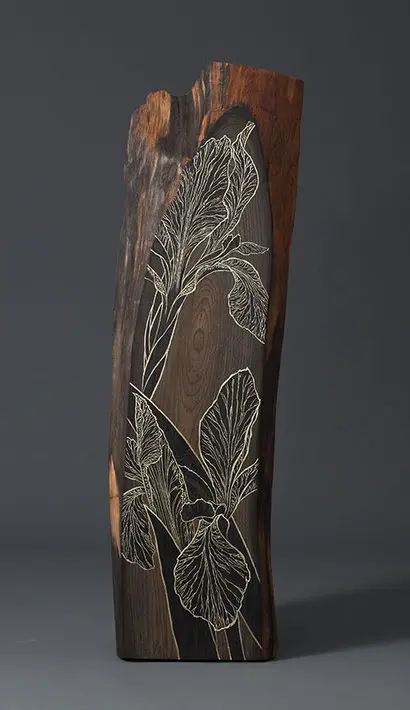스미다-붓꽃: 37×133cm 나무에 혼합재료 2018