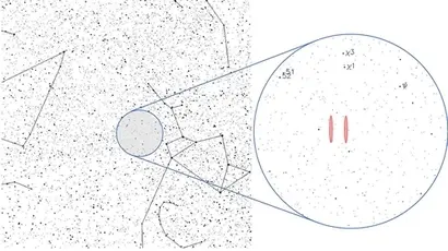 와우 시그널이 포착된 궁수자리 부근의 밤하늘을 표시한 지도. 사진=seti institute