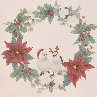 Merry christmas: 35×35cm 비단에 채색 2018