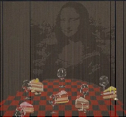 Hidden Shadow-sweet invite(Mona Lisa): 105×97cm painting & cutting on the corrugated cardboard  imprint 2019