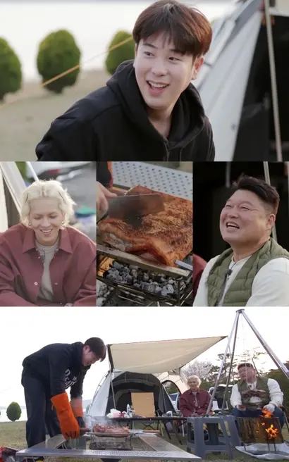 음식에 진심인 강호동과 음식 좀 잘한다는 피오. 그리고 무심하게 ‘통바비큐 어떠냐’​고 제의한 송민호에 의해 이들은 먹방 유튜버들도 하기 힘들다는 통바비큐 요리에 나선다. 참고로 이 프로그램은 절대 공복에 시청해서는 안 될 프로그램이다. 사진=티빙 제공