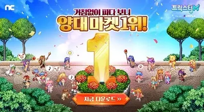 엔씨소프트는 트릭스터M이 출시 하루 만에 애플 앱스토어 매출 1위 및 양대 앱마켓 인기 1위를 달성했다고 발표했다. 그러나 지금은 매출이 10위권 밖으로 밀려났다. 사진=엔씨소프트 제공