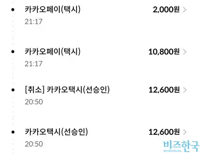 카카오T의 경우 배차가 확정됐을 때 가승인을 통해 카드의 유효성을 검사한다. 택시 한 번 이용으로 네 번의 결제 내역을 받아 보는 게 이용자로서 반갑지만은 않다. 사진=박찬웅 기자