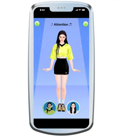 어도어는 뉴진스의 콘셉트를 적극 활용한 홍보 마케팅 전략을 펼치고 있다. 사진은 뉴진스 홈페이지에서 제공하는 서비스로, 멤버를 본 따 만든 캐릭터 중 하나를 선택하면 움직이는 캐릭터의 착장을 바꿀 수 있다. 사진=뉴진스 홈페이지 캡처