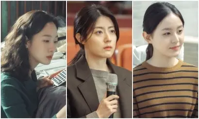 원령그룹 산하 오키드건설 경리로 일하는 오인주와 원령그룹 사위 박재상(엄기준)의 비리를 캐려는 OBN 기자 오인경, 그리고 박재상의 딸과 친구이면서 점점 박재상네 집안과 가까워지는 막내 오인혜(박지후). 사진=tvN 제공