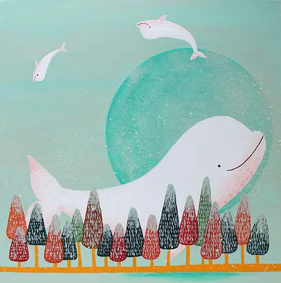 벨루가 시리즈1_소원을 이루자: 53×53cm Acrylic on canvas 2021