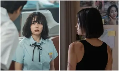 가난한 미혼모의 딸로 태어나 그 누구의 도움도 받지 못하고 철저하게 몸과 영혼을 유린당한 문동은. 낯설 정도로 생경한 얼굴과 목소리 톤으로 극의 중심을 잡는 송혜교는 물론, 어린 문동은 역의 정지소도 문동은의 복수를 응원하게 만드는 훌륭한 연기를 펼친다. 사진=넷플릭스 제공