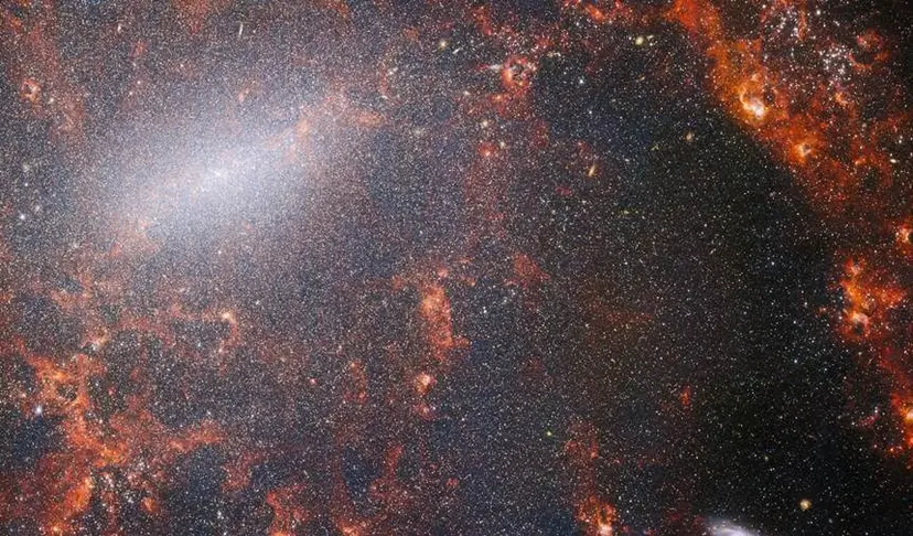 제임스 웹이 포착한 막대 나선 은하 NGC 5068의 중심부. 사진=ESA/Webb, NASA & CSA, J. Lee and the PHANGS-JWST Team