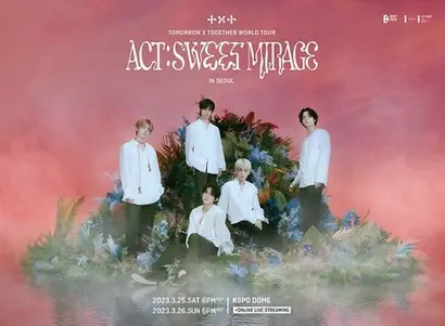 지난 4월 NCT 드림 콘서트 현장(위)과 투모로우바이투게터 공연 포스터. 사진=SM엔터테인먼트, 하이브