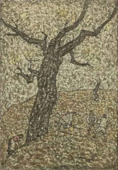 박수근-Under trees(나무 아래) 37.5×26.0cm 하드보드에 유채 1961년. ⓒ박수근연구소