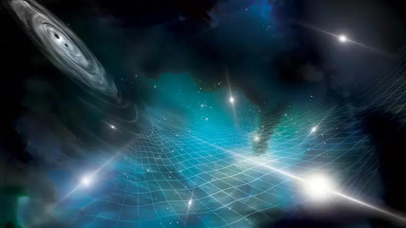 시공간 전역에 퍼져 있는 우주 배경 중력파. 사진=Aurore Simonnet for the NANOGrav Collaboration