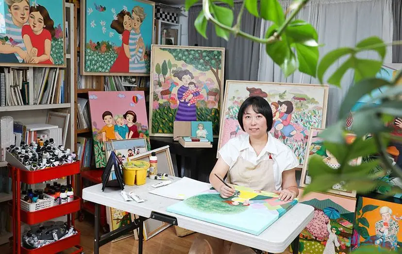 김현숙 작가는 평범하지만 자신의 직분에 충실한 보통 사람들의 이야기를 그린다. 그가 선택한 표현 방법은 동화적 문법이다. 그래서 김현숙의 그림을 ‘보통 사람들을 위한 동화’라고 평가한다. 사진=박정훈 기자
