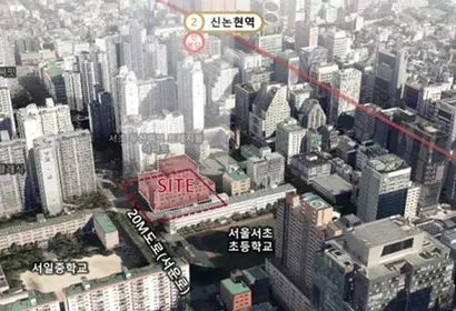 영동프라자 쇼핑몰 부지(빨간색) 모습. 사진=삼양엘앤디 홈페이지