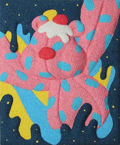 이상한 사막의 헤엄: 60×72.7×10cm 캔버스에 종이, 혼합재료 2022