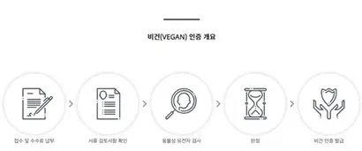 한국비건인증원 비건 인증 절차. 사진=한국비건인증원 홈페이지 캡처
