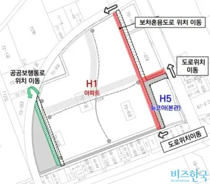 신반포4차조합이 제출한 정비계획변경안에 포함된 도로 이동 계획. 사진=신반포4차 재건축조합 제공